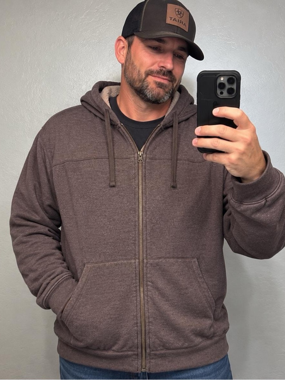 Ruff Hewn Men’s XL Sherpa Lined Full Zip Hoodie Brown Heather